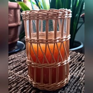 Vintage Lenox Leisure Living Wicker Rattan Candle NOS